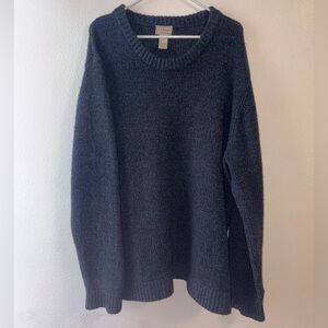 L.L. Bean Blue Green Crew Neck Lambs Wool Sweater Size XXL